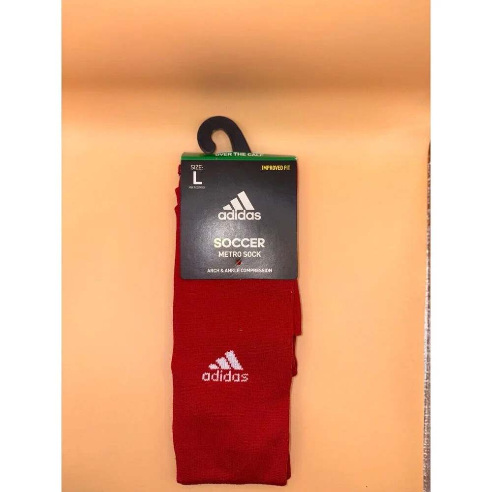 adidas Metro Soccer Socks‎ Power Red 1 Pair Large NEW